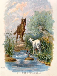‘The Wolf and the Lamb’, illustration from ‘Fables’ by La Fontaine, 1868